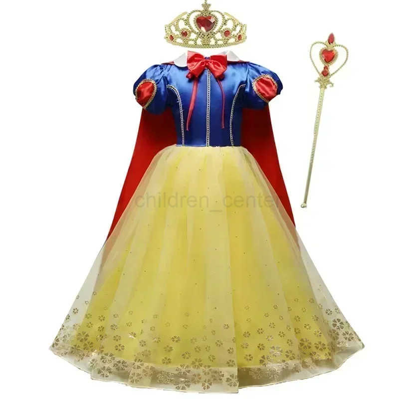 Disney 2025 Girl Princess Dress Childrens Elsa Cinderella Snow White Aurora Sofia Hairy Princess Cinderella Halloween Costume Childrens Party Dress W2