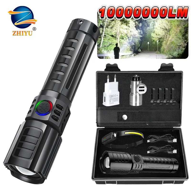 High Power 2000LM LED Flashlight Built-in Battery USB Rechargeable Strong Light Tactical Torch Outdoor Camping Hiking Lantern C251122