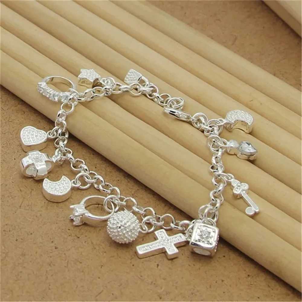 New 925 Sterling Silver Bracelet four-leaf Heart Snake Bone Bracelet For Women Men Charm Jewelry Gift J251122