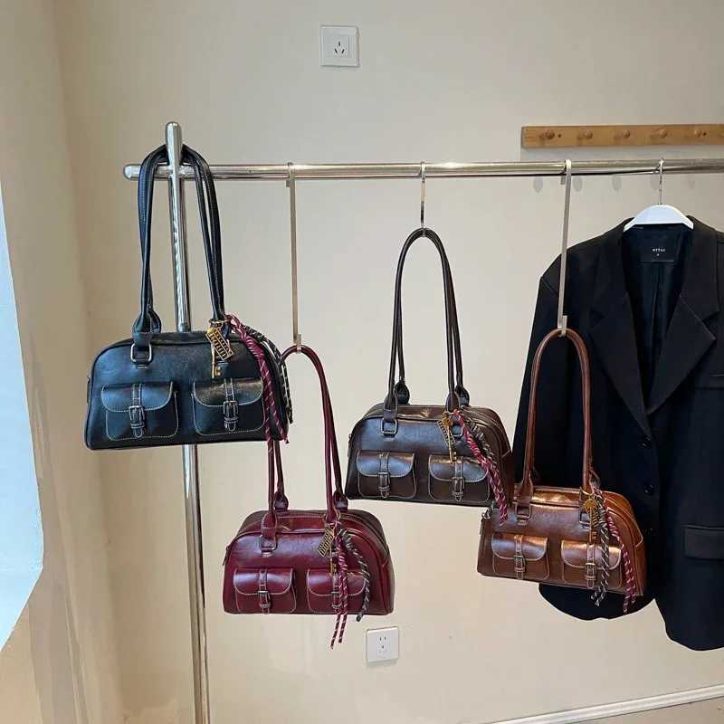 LEFTSIDE Small PU Leather Double Pockets Underarm Bags for Women 2024 Y2K Ladies Shoulder Bag Females Handbags and PursesT251122