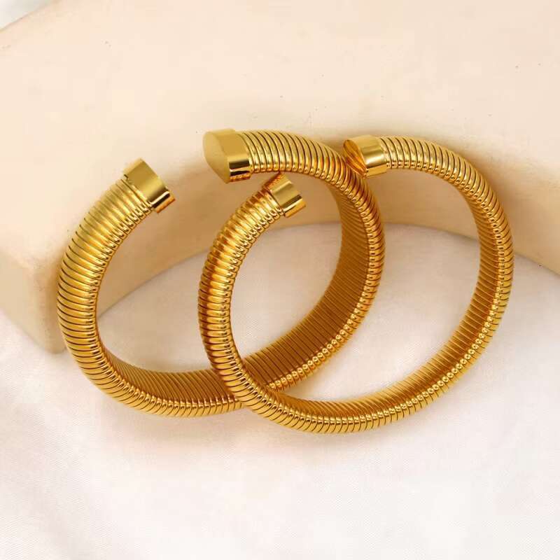 DHCollections Stainless Steel Cuff Bracelet Adjustable Gold Plated Wide Metal Bangle Waterproof Fashion Jewellery for Men and Women 1 Piece