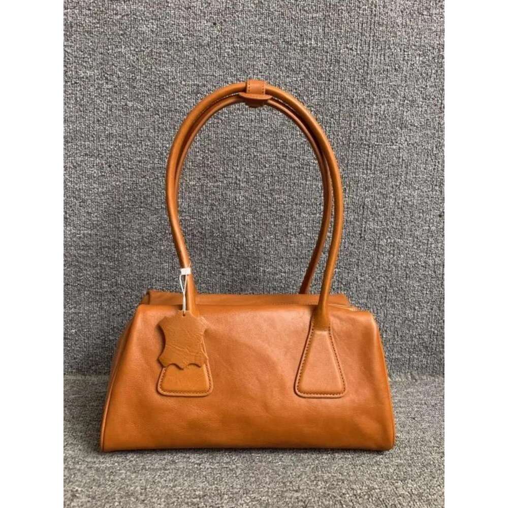 Genuine Leather Handbag Women Designer Single Shoulder Bag Zipper Solid Color Office Ladies Elegant Vintage Cowskin Armpit Bags Bag