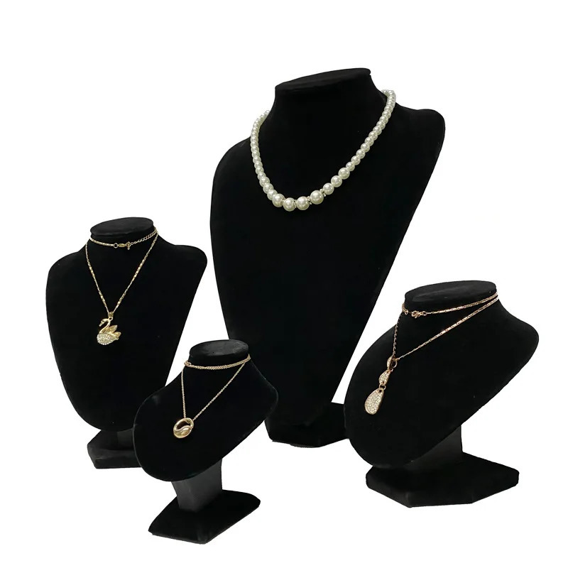 Black Velvet Jewelry Display Stand for Necklaces Pendants Earrings Ring Holder Mannequin Bust 251118