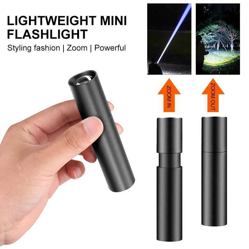 Mini Flashlight USB Rechargeable Aluminum Alloy Flashlight Super Bright LED Bead Adjustable Focus Long-range Portable Flashlight C251122