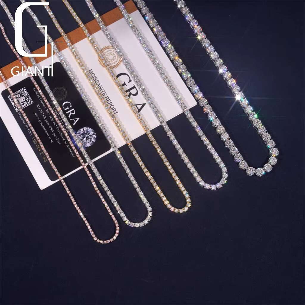 Bulk Stock Hip Hop Iced Out Jewelry 925 Sterling Silver VVS1 2mm 3mm 4mm 5mm 6.5mm Moissanite Diamond Cluster Tennis Bracelet