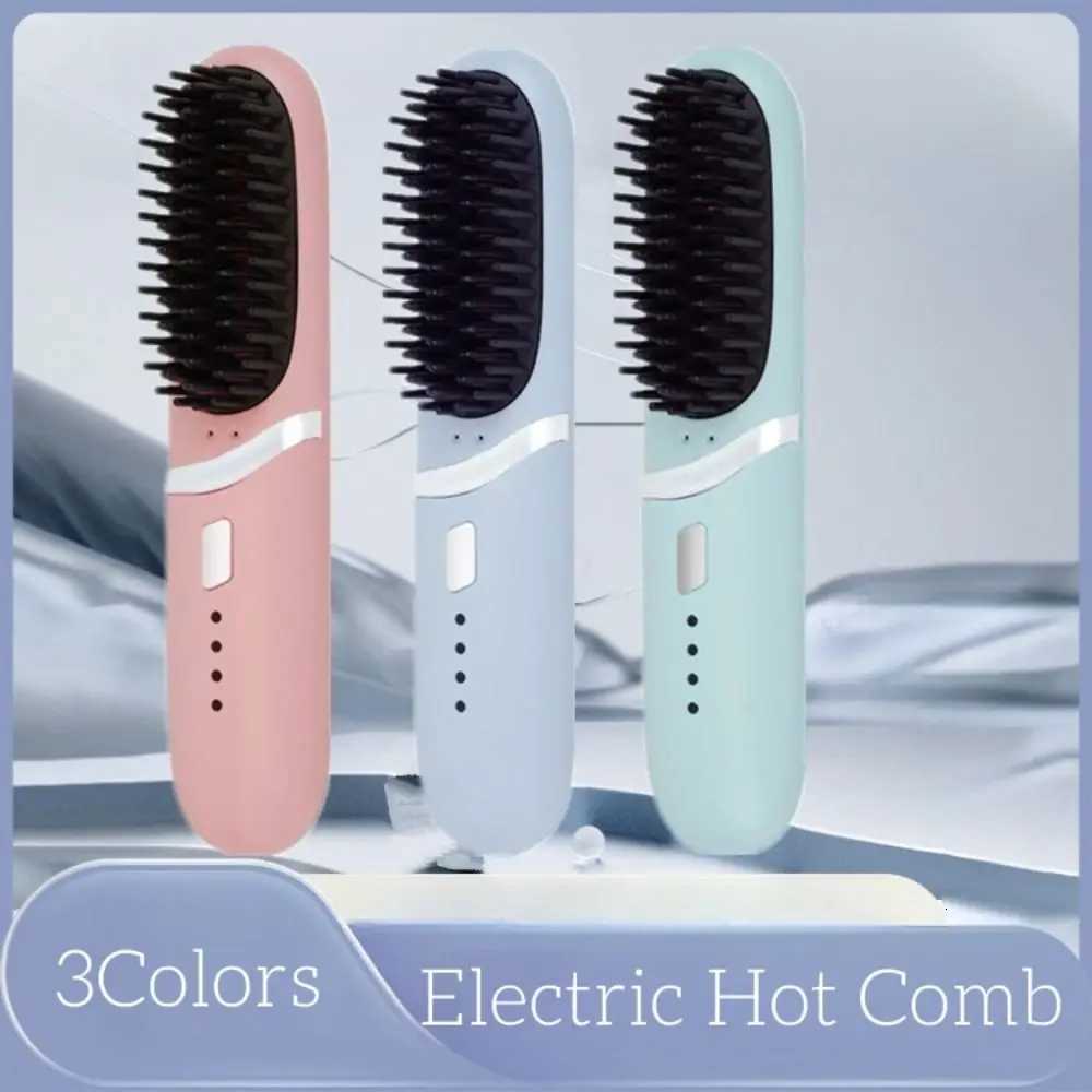 Negative Ion Heating Straightening Comb Long Lasting Lightweight Charging Straight Hair Comb Straight Roll Dual-Purpose PortableT251122