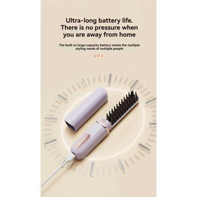 TODAY-BUYPortable Cordless Negative Hot Comb Mini Straightening Brush Hair Straightener For WomenT251122