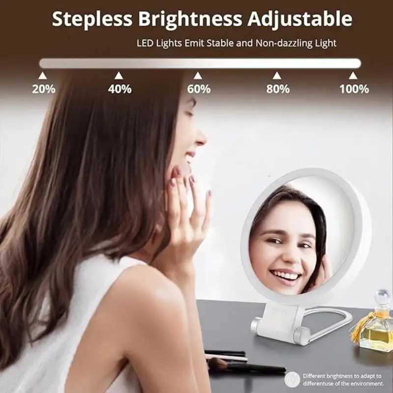 Portable LED Makeup Mirror Cosmetic Mirror with USB Charging Magnification and 3 Color Temperature Setting for Makeup M251122