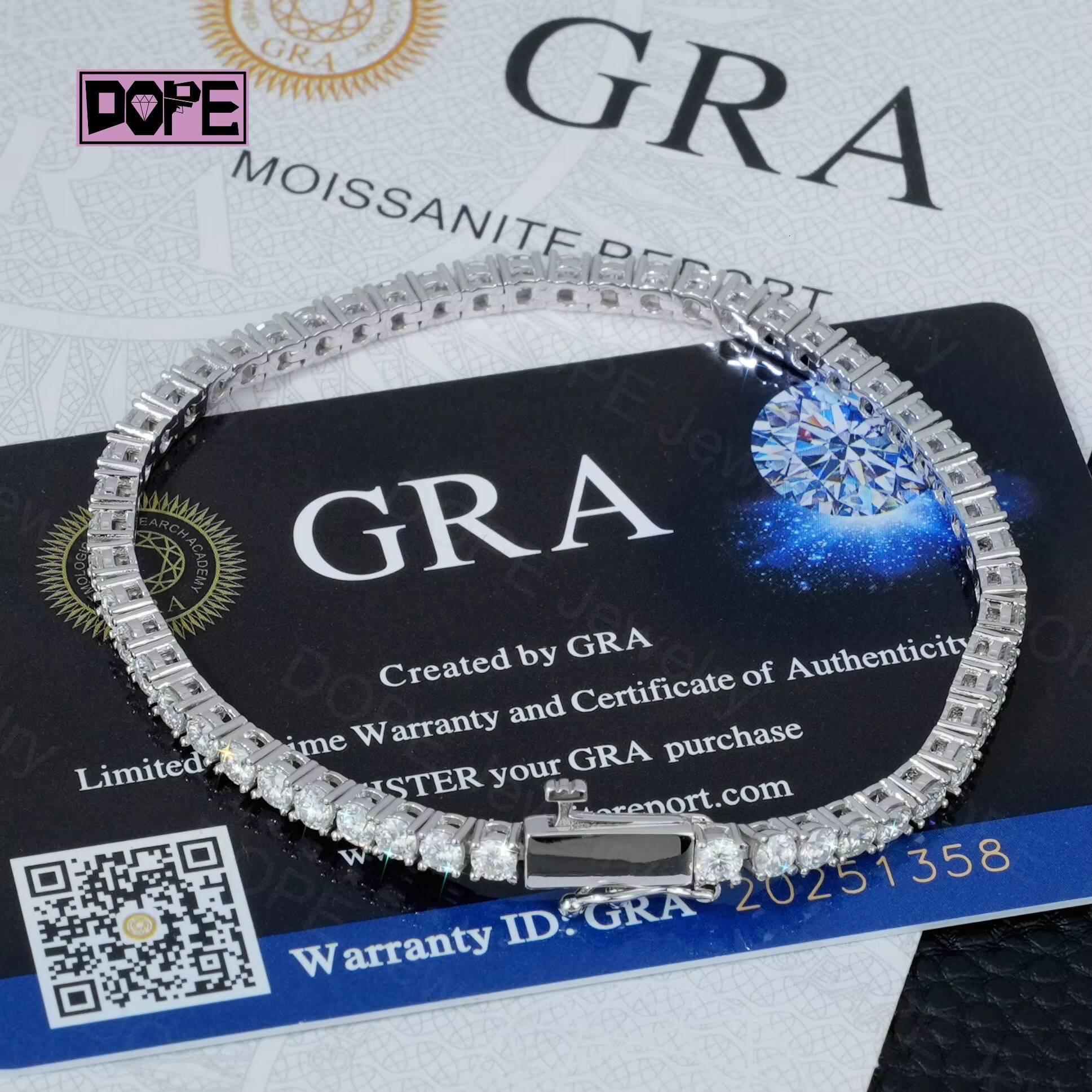 3mm Hot Selling VVS Moissanite Bracelet Iced Out 925 Sterling Silver White Gold Plated Bling Moissanite Tennis Bracelet