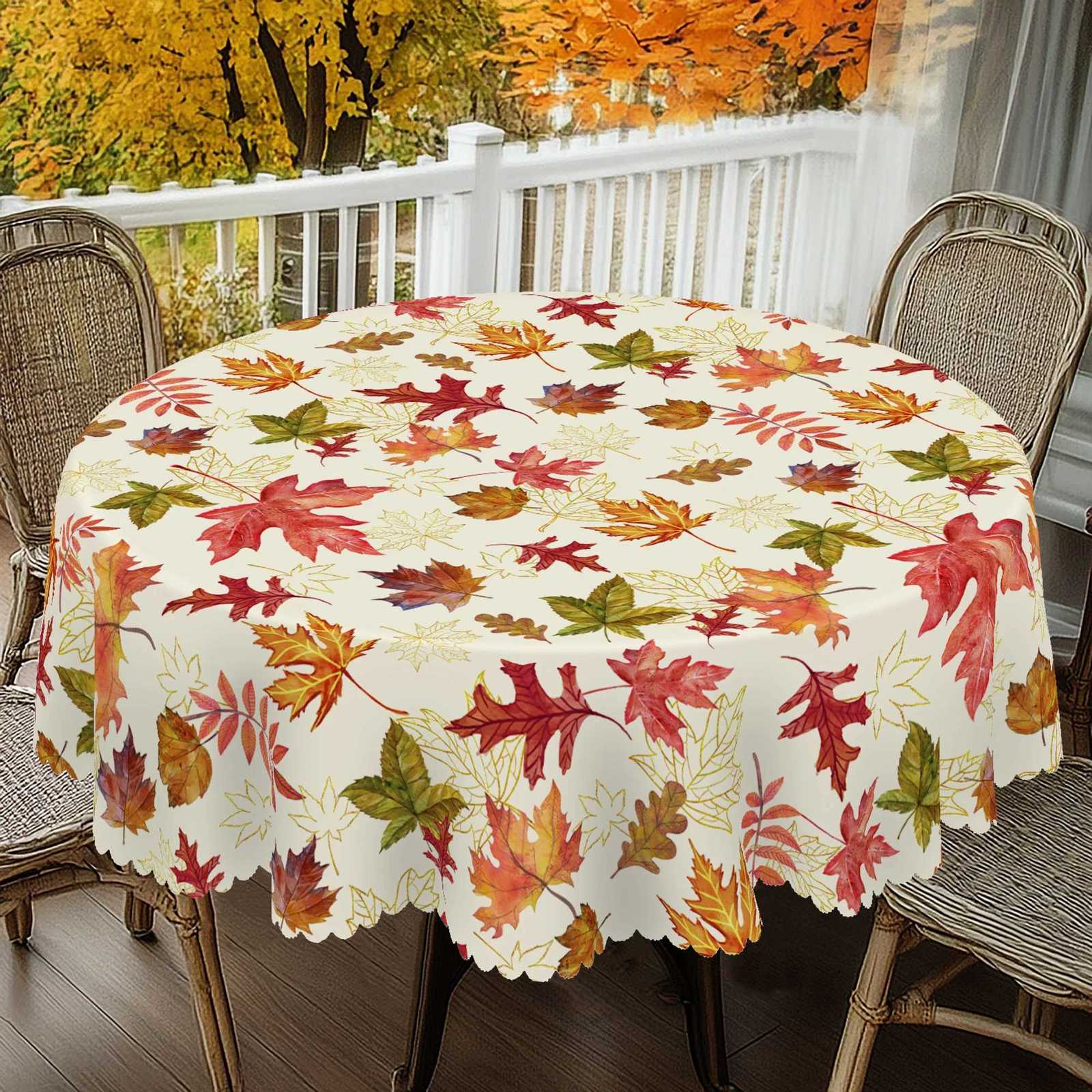 1 Piece Autum Leaf Printed Tablecloth Various Sizes Autum Courtyard Party Decoration Tablecloth Thanksgiving Party Courtyard Tablecloth Decoration C25