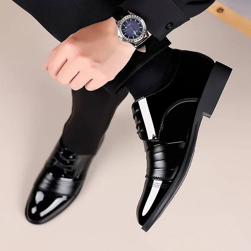 Leather Shoes Mens Summer Business Formal Clothing Large Black Casual High Altitude Suit Breathable British Grooms 250421