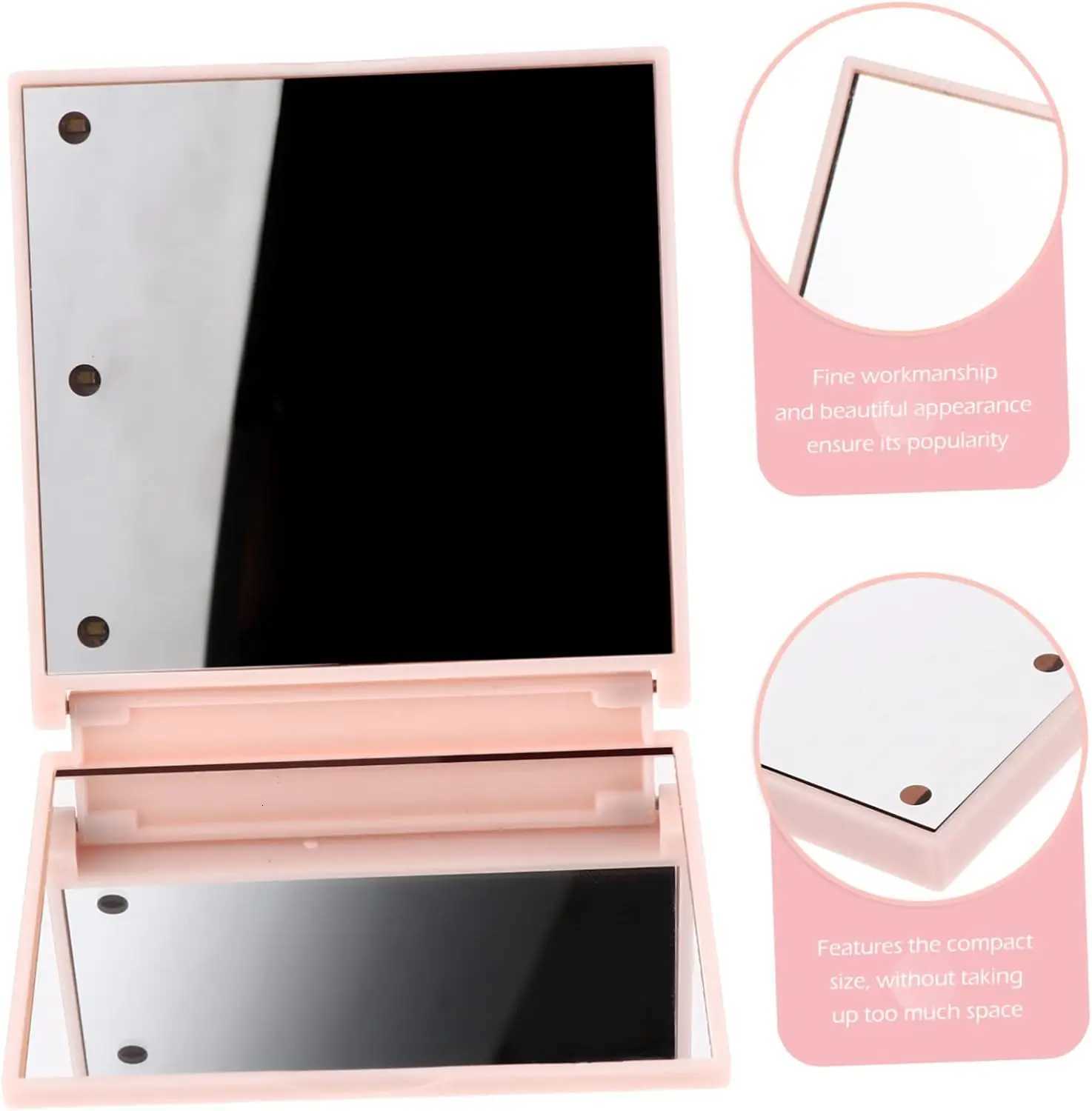 Travel Mirror with Light Compact Makeup Mirror with 6 LED Lights Folding Pocket Lighted Compact Mirror for Purse Gift for Women M251122