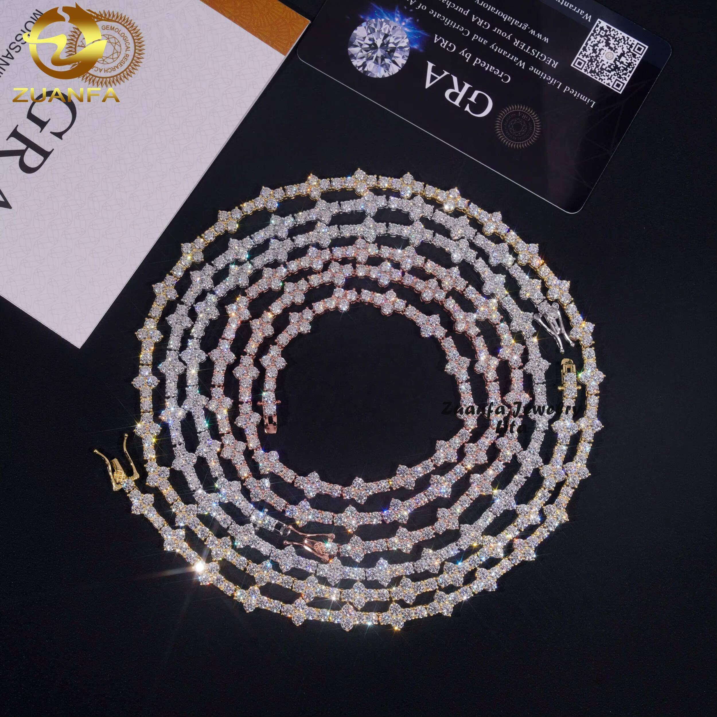 Hot Sale 925 Silver Pass Diamond Tester Gold Plated 3mm Cross VVS Moissanite Tennis Chain