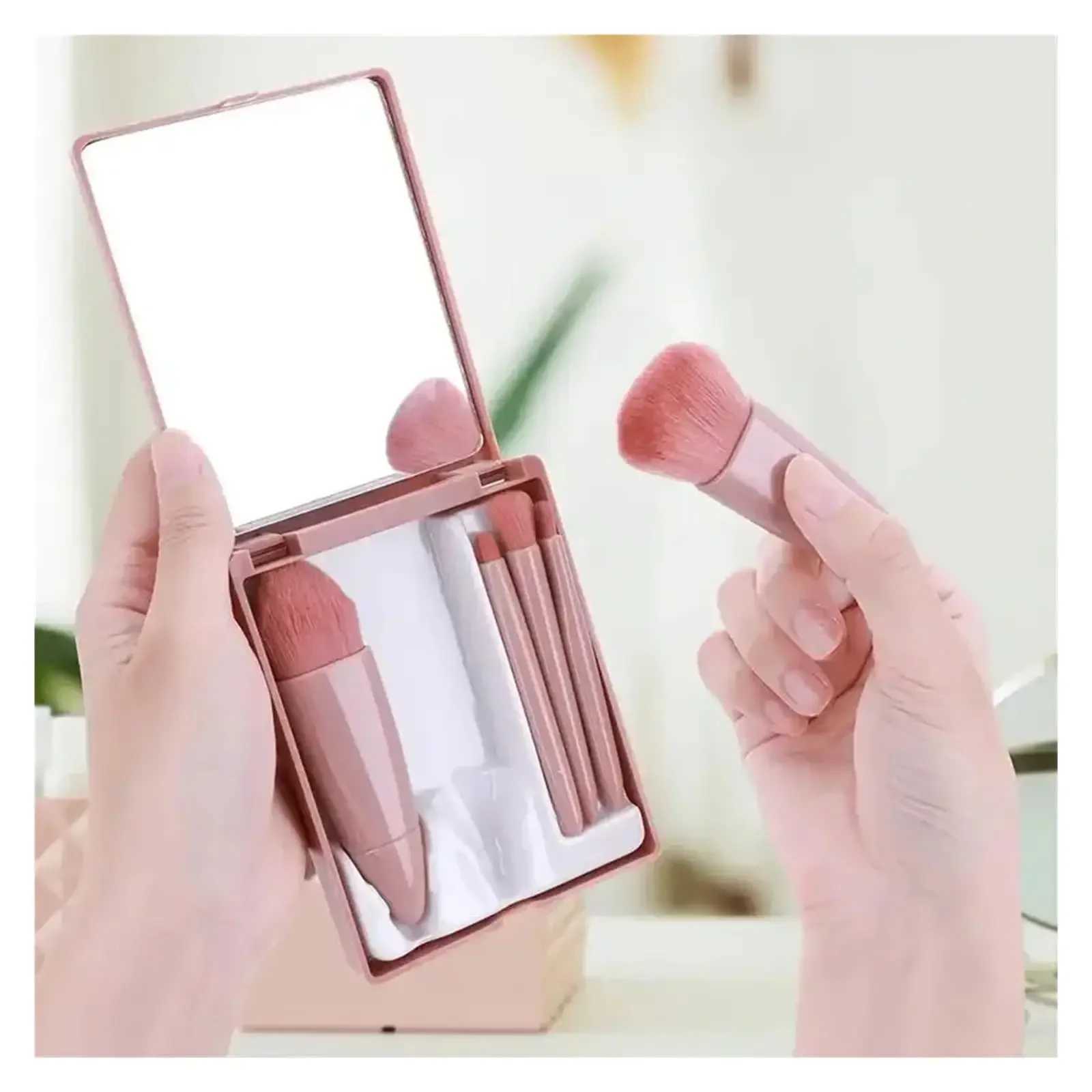 5pcs Travel Size Makeup Brushes Set Mini Makeup Brushes Small Complete Function Cosmetic Brushes Kit With Case And Mirror C251122