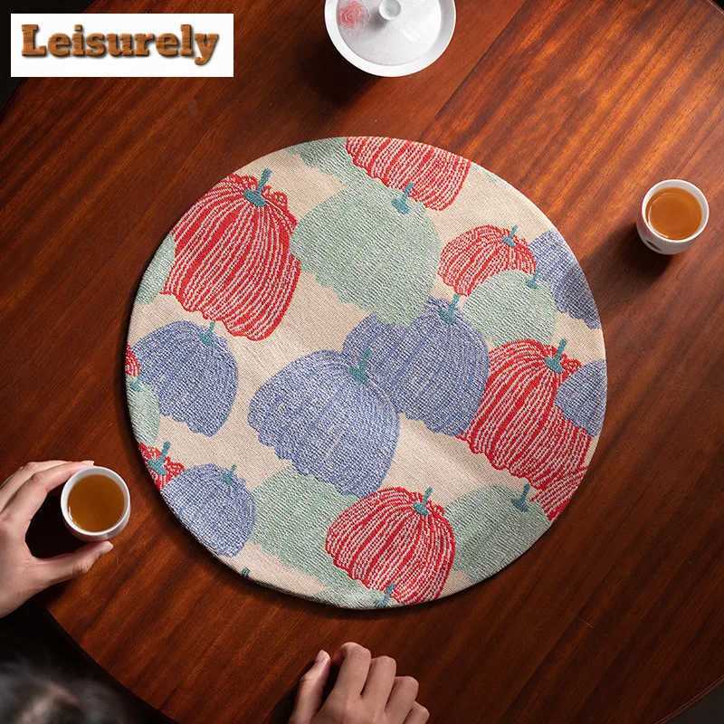 Cotton Linen Pumpkin Tea Table Mats Luxury Teapot Mat Drink Coaster Dinner Table Cloth Mat Teaset Decorations Supplies Craft C251122