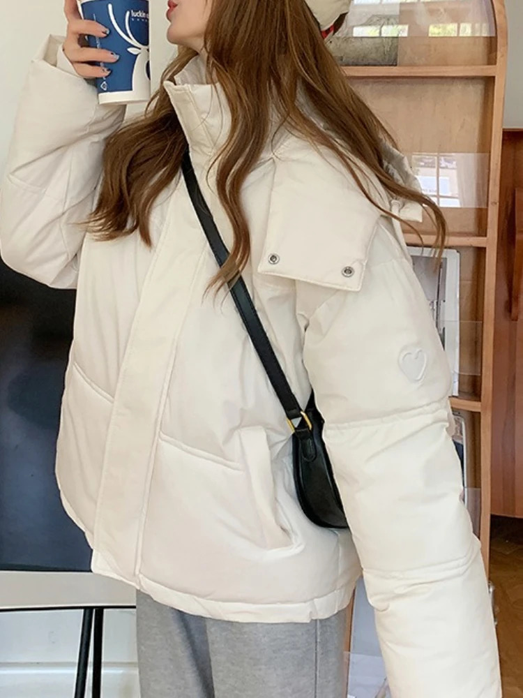 in Autumn Winter Jacket Hooded Short Coat Women Overcoat Solid Cottonpadded Clothes Female Parka Outerwear winter coat 251110