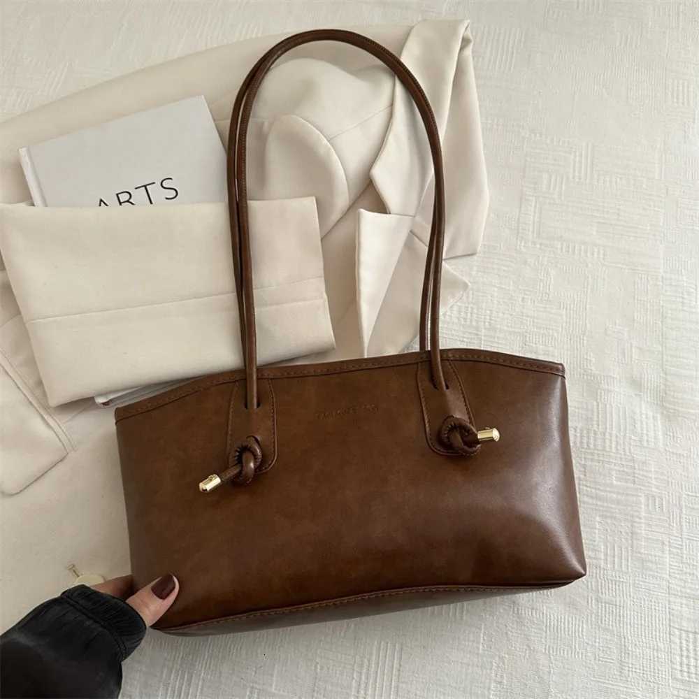 Y2K Trend Large Capacity Work Shoulder Bag Solid Color Simple Lady Handbags PU Leather Commuting Bag Women FemaleT251122