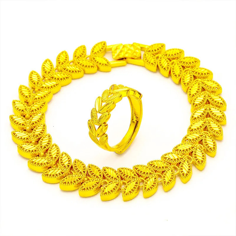 AU999 24K Gold Womens Trendy Set Bracelet MicroDiamond Ring MotherofPearl Commute Date Aura 251114