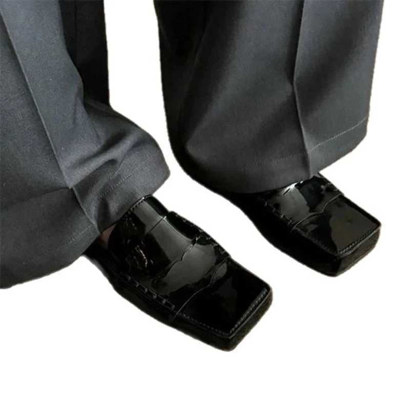 Fashion Black Patent Leather Square Toe Loafers Women Retro Casual Flat Slip on Shoes High Quality Comfortable Womens Shoes X251122