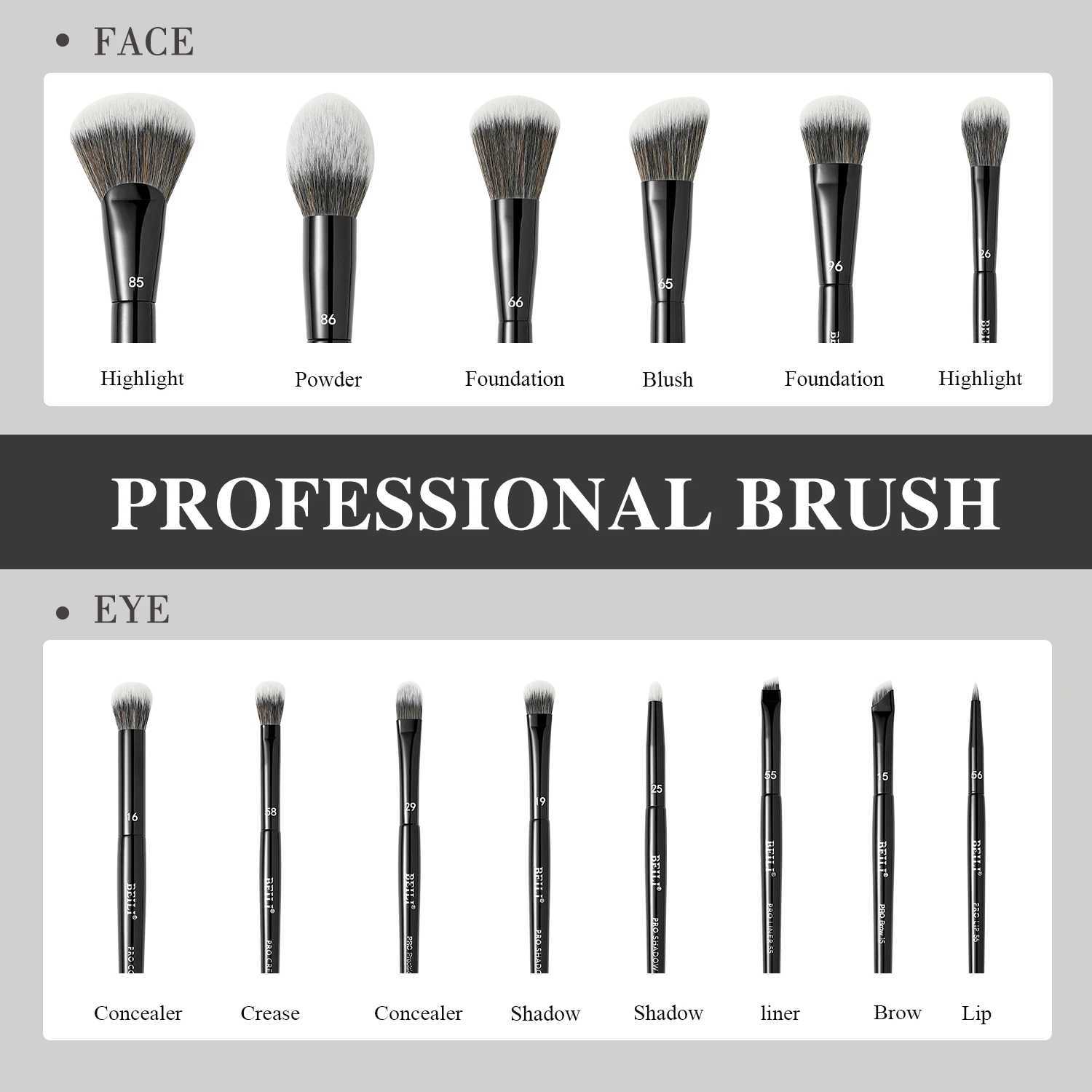 BEILI 14 Pcs Makeup Brush Set Vegan Pro Highlighter Foundation Powder Eyeshadow Eyebrow Concealer Blush Brushes Beauty Tool C251122