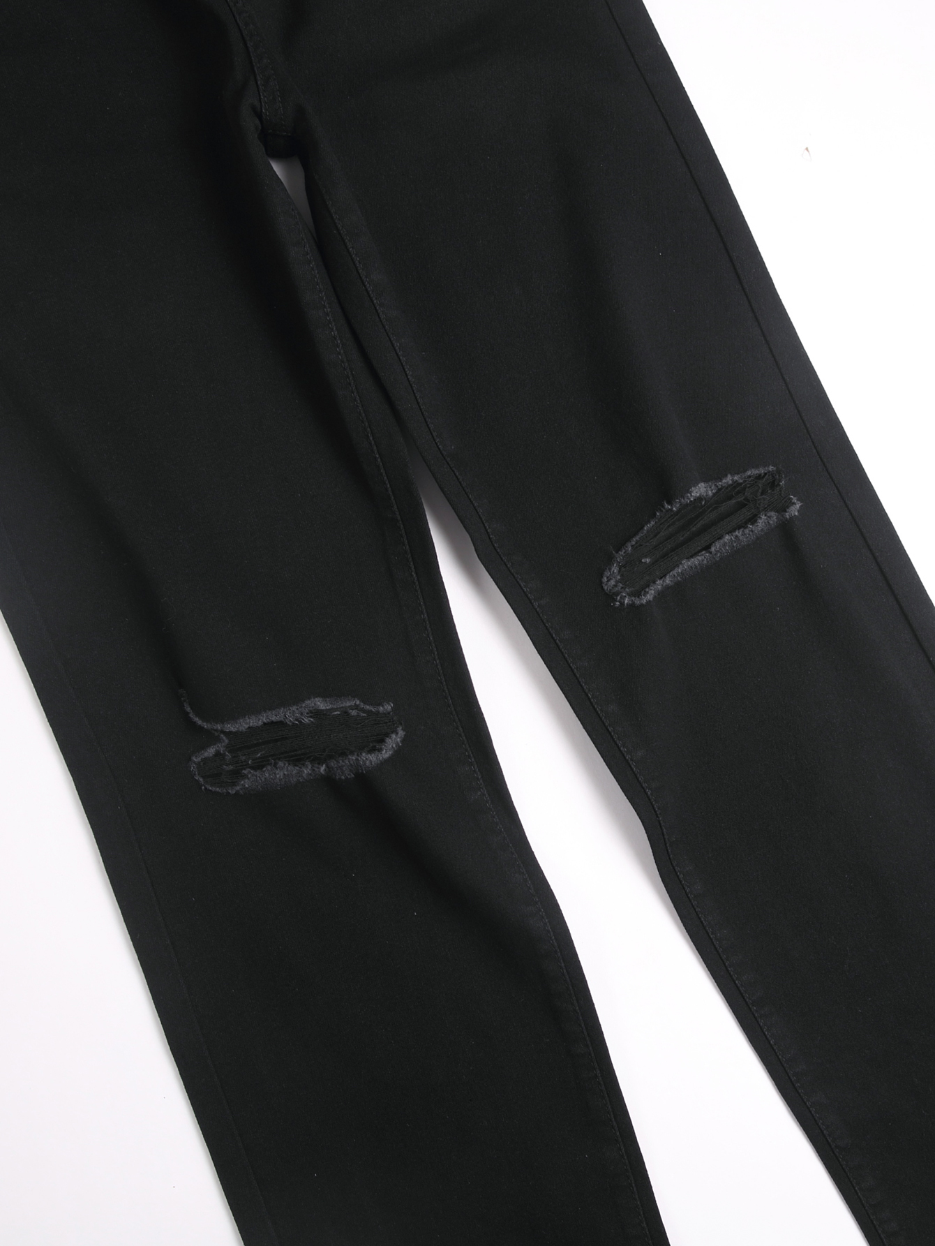 2025 New stretch perforated straight-leg trendy slim-fit jeans women jeans---tg0022