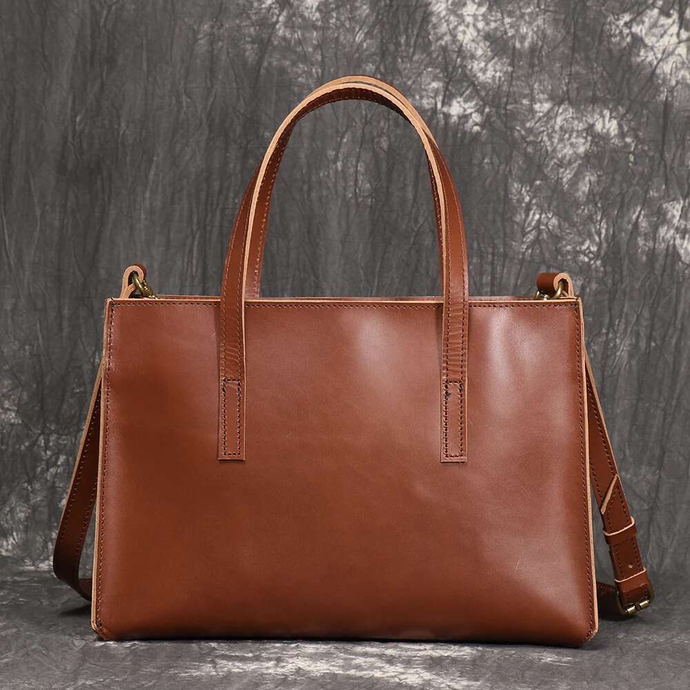 LUOKIR Genuine Leather Women's Handbag, Top Layer Cowhide Shoulder Crossbody Bag,Simple And Versatile Small Square Bag For Women