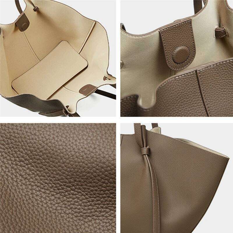 Toptrends Cow Genuine Leather Trapeze Underarm Shoulder Bags For Women 2025 Luxury Designer Large Capacity Tote Ladies Handbags