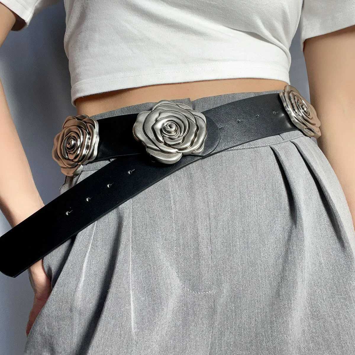 Exaggerated fashion camellia wide belt niche design decorative belt skirt coat waist cover senior accessories women J251122