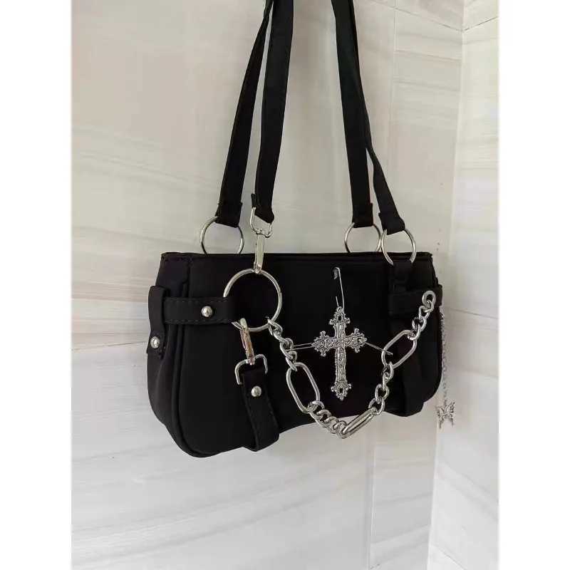 Vintage Spice Girls Y2k Women Handbags Punk Trendy Biker Chain Cross Shoulder Bag Ladies Underarm Tote Bag W250911