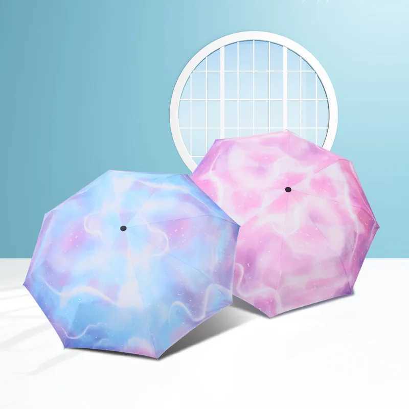 Umbrella Automatic Folding Womens Umbrella Three-folding Umbrella Windproof Starry Sky Color Creative Sun Umbrella ParasolM251122