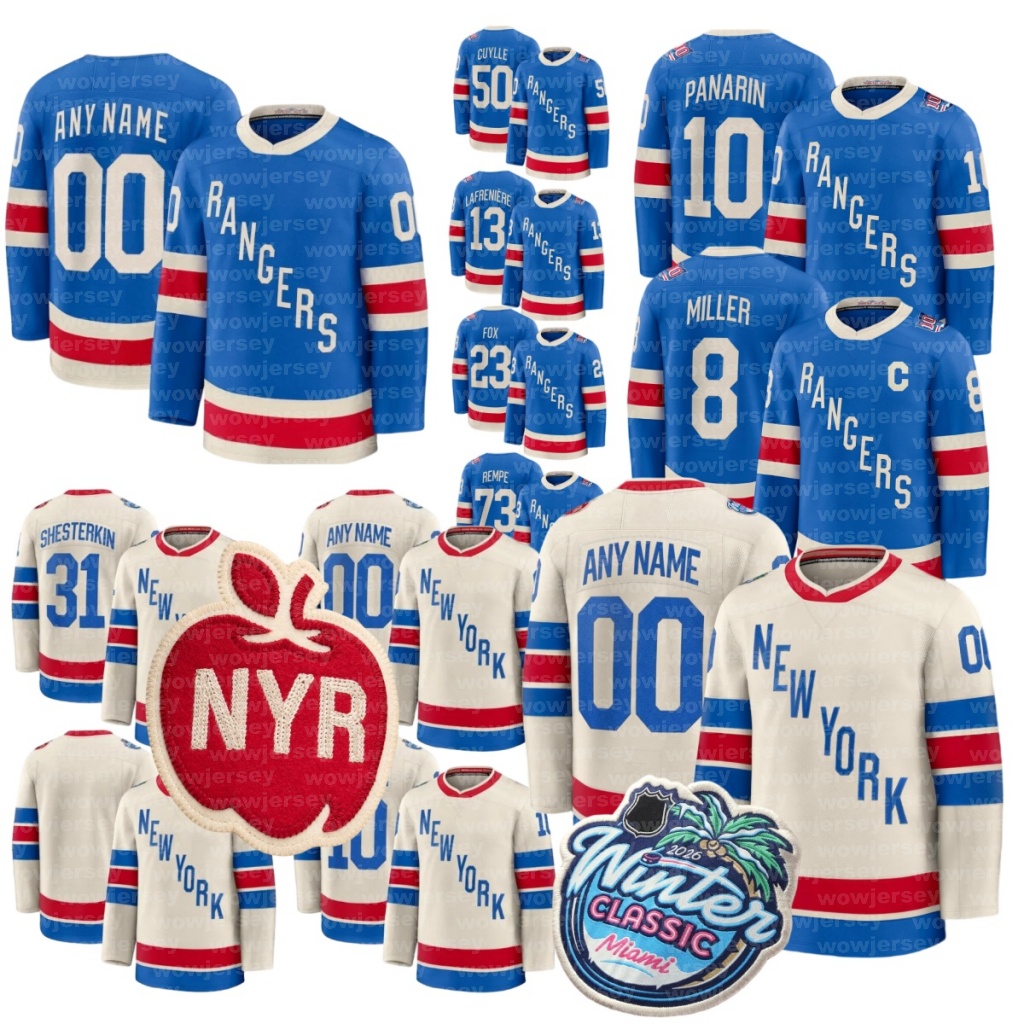 2026 Beige Winter #10 Artemi Panarin NY Ranger hockey jersey #8 JT Miller Adam Fox Igor Shesterkin Mika Zibanejadd Trocheck Alexis Lafreniere Gretzky Will Cuylle Rempe