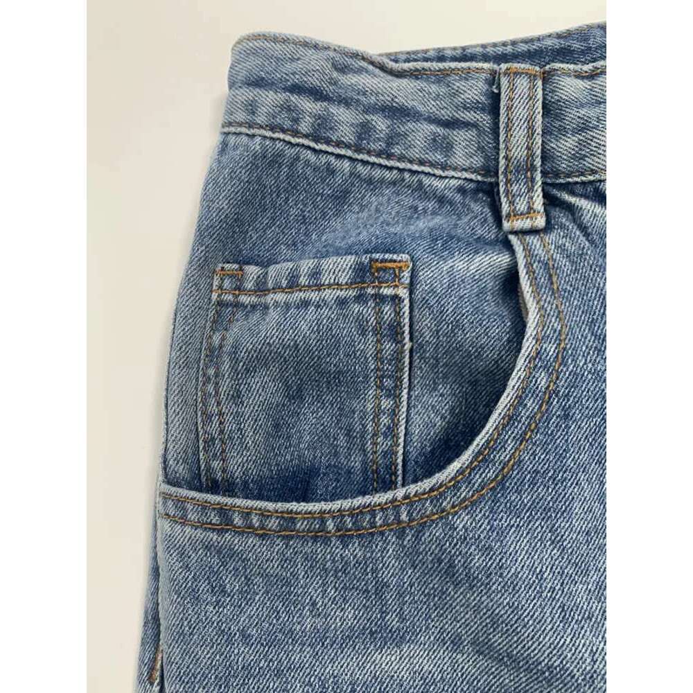 DEAT Women's Loose High Waist Wide Leg Denim Pants Hollow Out Blue Long Straight Jeans Spring 2025 New Fashion L2901h
