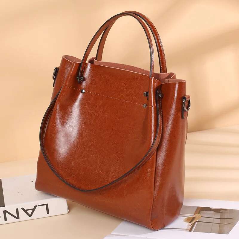 New Leather Women S With Cowhide Capacity Fashionable And Versatile Single Shoulder Crossbody Handbag Large Bag Bag