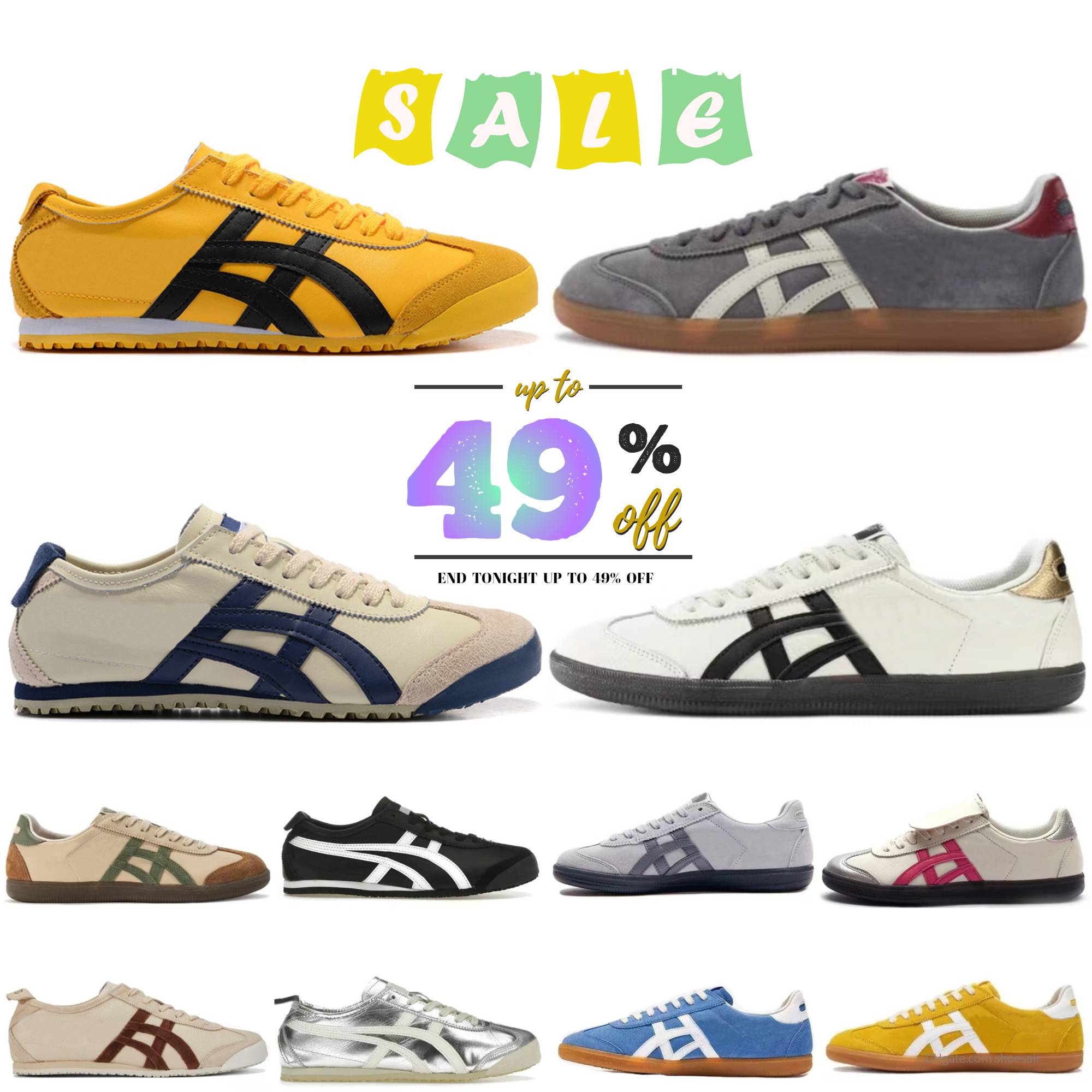 Trainers OnitsuKaes Designer TiGers Running Shoes MeXico 66 Casual Shoes Womens Mens Black White Blue Yellow Beige Red LOW Latex Combination Insole SPorts Sneakers