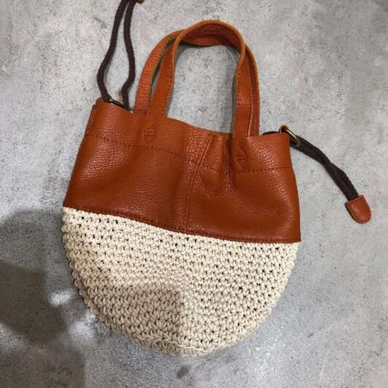 Summer New Products Genuine Leather Handmade Head Layer Cowhide Single Shoulder Crossbody Bag Women S Portable Wax Rope Braided Bag