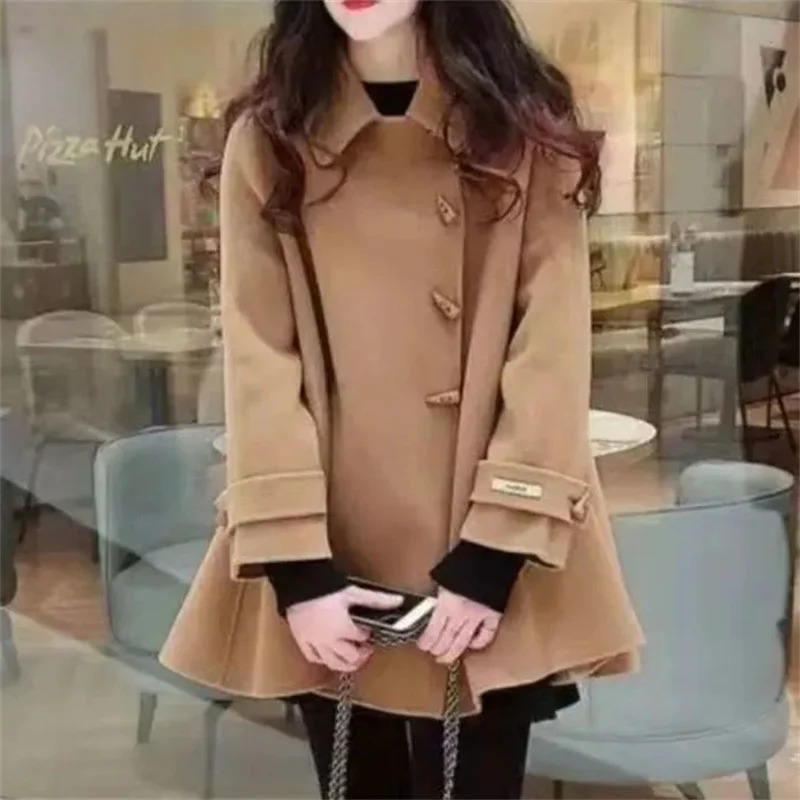 Women Double Sided Cashmere Jacket Autumn Winter Ladies Fashion Short Cloak Woolen Coat Female Leisure Loose Wool Blend Outwear 251112