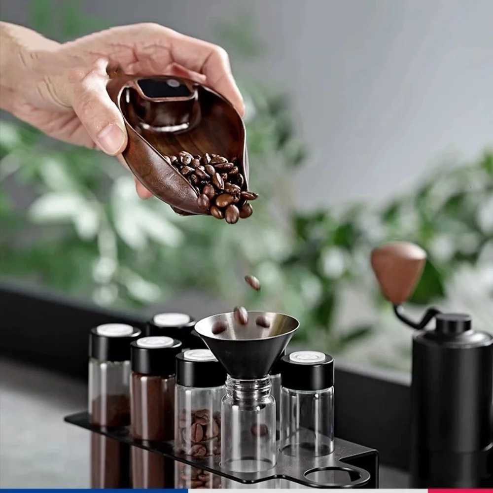 Wooden Walnut Color Tea Coffee Espresso Scale Weigh Digital Coffee Scale with Timer 01g 001oz Resolution 03 to 200g RechargeM251122