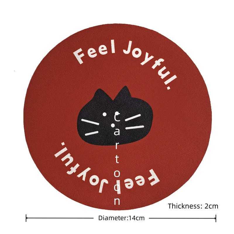 Cartoon Cat Round Cup Coasters Set Soft Silicone Absorbent Heat Insulation Pads for Coffee Tea Mugs Table Protection Mat C251122