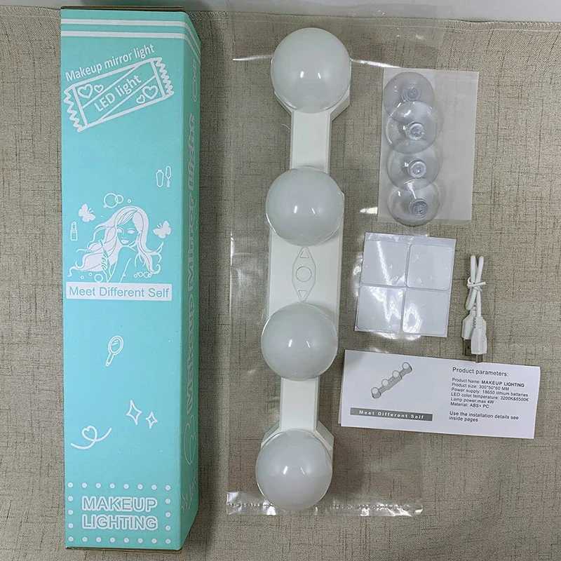 LED Vanity Lamp 4W USB Rechargeable Suction Cup Makeup Mirror Light Portable Powder Room Wardrobe Cupboard Bathroom Fill Light M251122