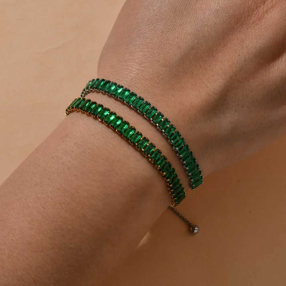 Womens Adjustable CZ Bracelet - Sparkling Zirconia Chain Shines on Hypoallergenic Stainless Steel Dazzling Everyday Jewelry J251122