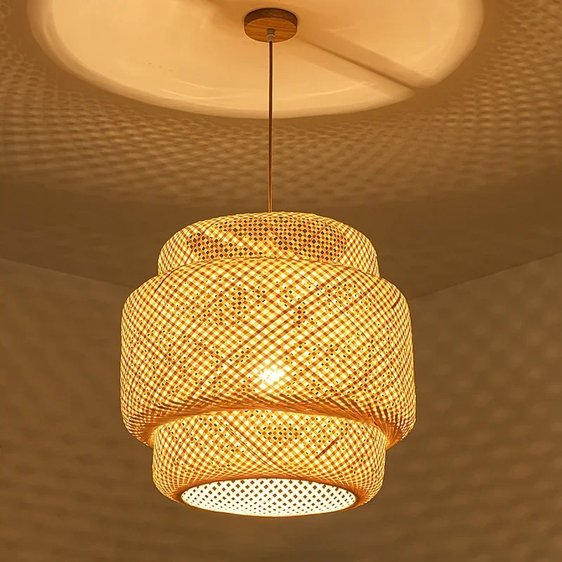Popular Modern Style Pendant Light Handmake Bamboo Hanging Lamps for Dining Room Living Room Decor Loft Luminaire Hanglamp