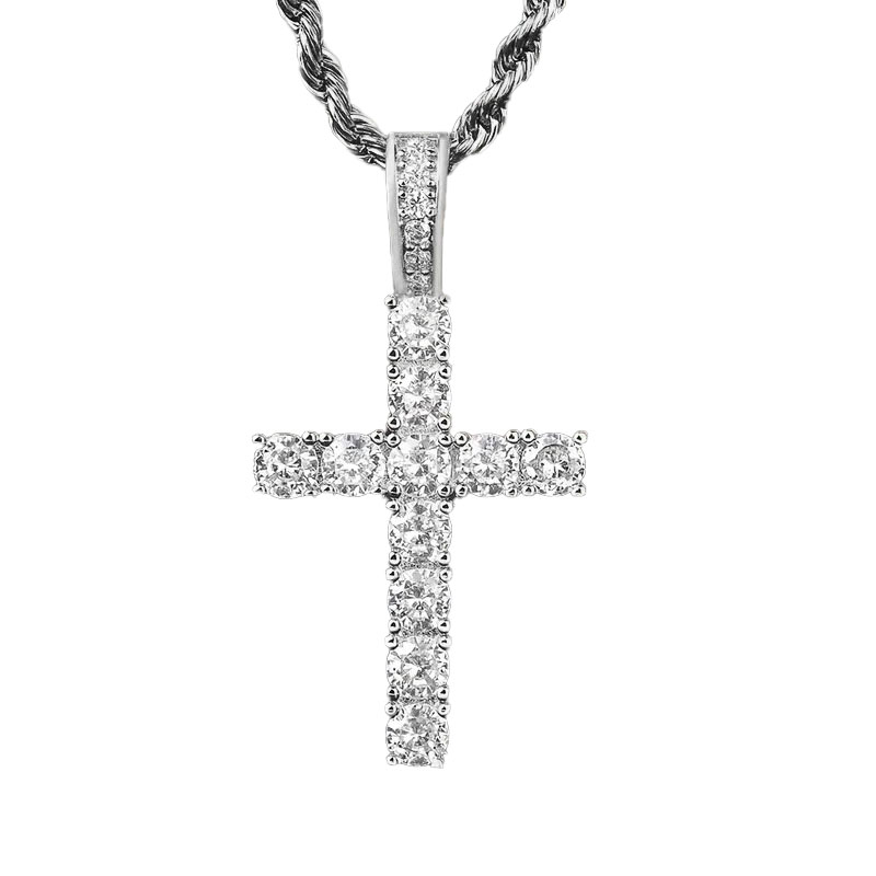 Jewelry Cross Necklace Sparkling Diamond European and American Hip Hop Necklace Suitable for Men and Women