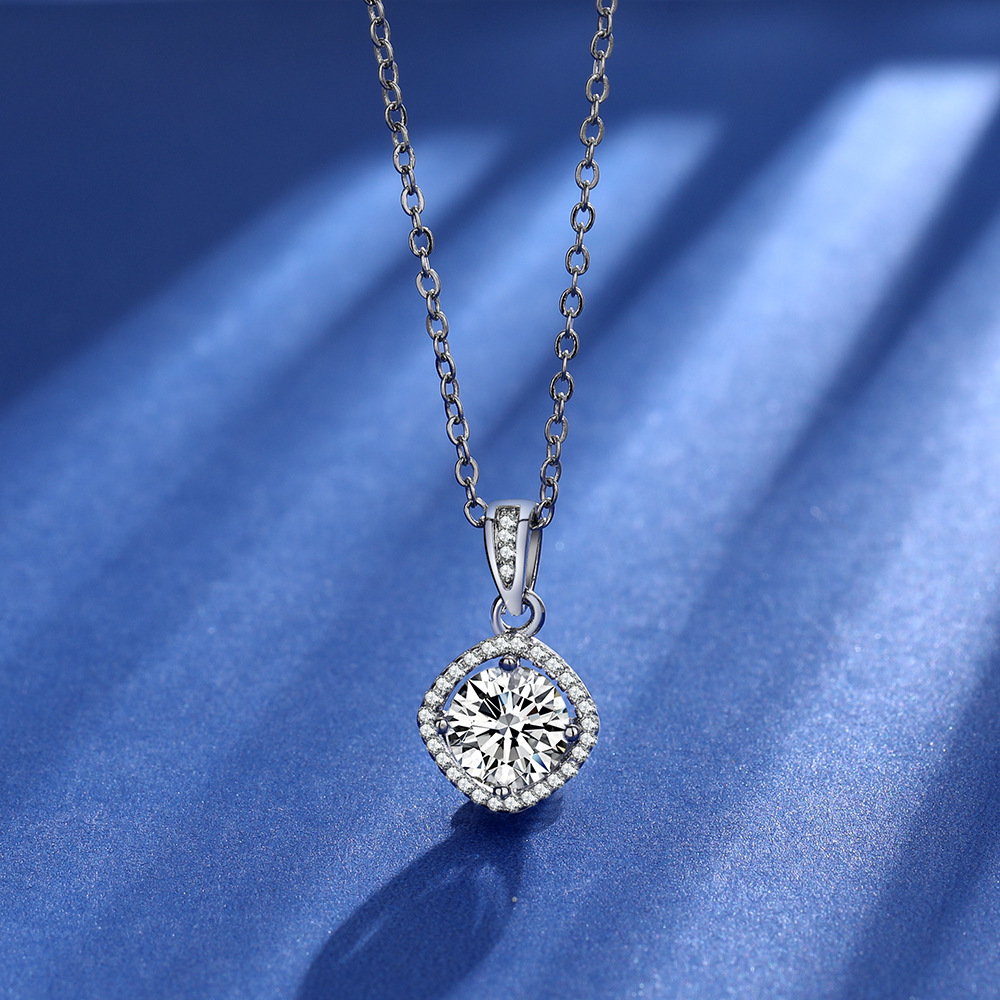 Moissanite Necklace for Women Plated with PT950 Platinum Collarbone Chain designer necklace gold for woman diamond chain luxury jewelry women mens nec - view 6