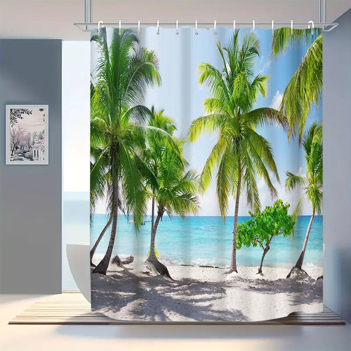 YL-37783 Checkered Waterproof Shower Curtain, Anti-mildew Bathroom Toilet Shower Separator Curtain