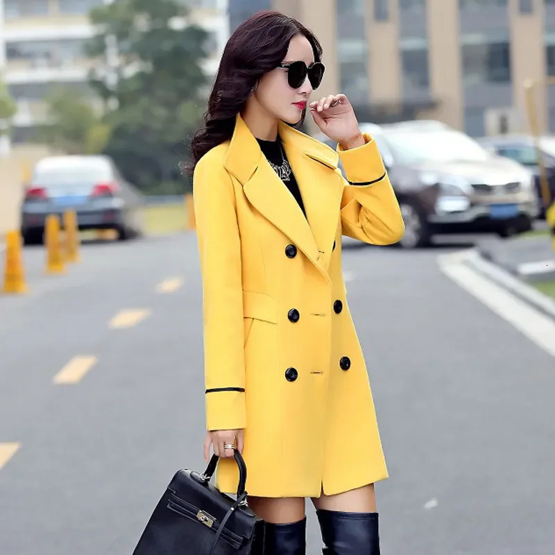 2025 Autumn Winter C Woolen Coat Women Korean MidLength DoubleBreasted Wool Jacket Female Slim Outerwear Overcoat 3XL B788 251112