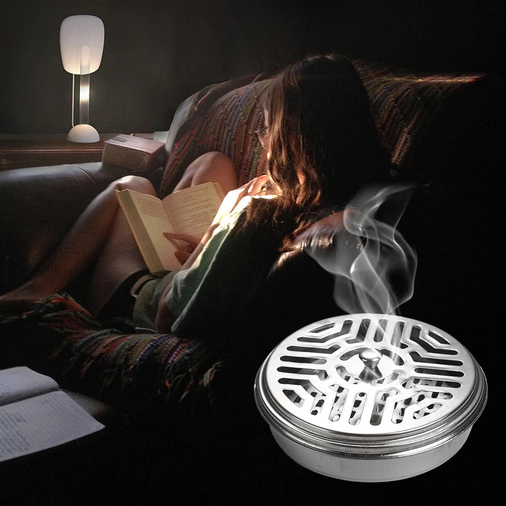 Portable Stainless Steel Mosquito Coil Holder With Cover Fireproof Rustproof Reusable Mosquito Repellent Box Mosquito Coil Tray 250422
