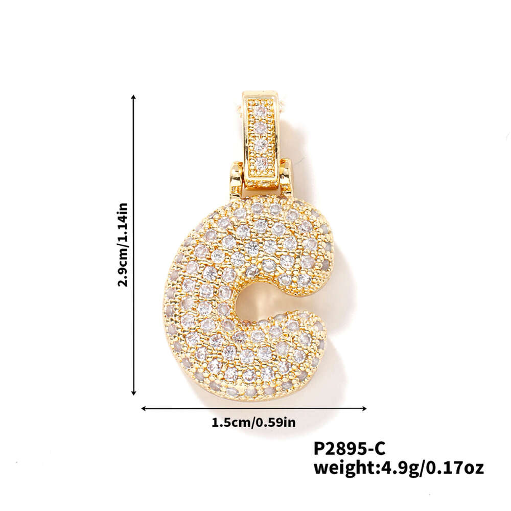 Hot selling collarbone chain copper inlaid zircon 26 English letters fat pendant hip-hop trendy necklace