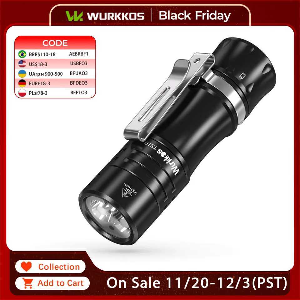Wurkkos New TS10 V2 14500 Powerful Mini EDC Flashlight with 3 90 CRI LEDs and 3 RGB Aux LEDs Anduril 20 Max 1400lm IPX8 Torch C251122
