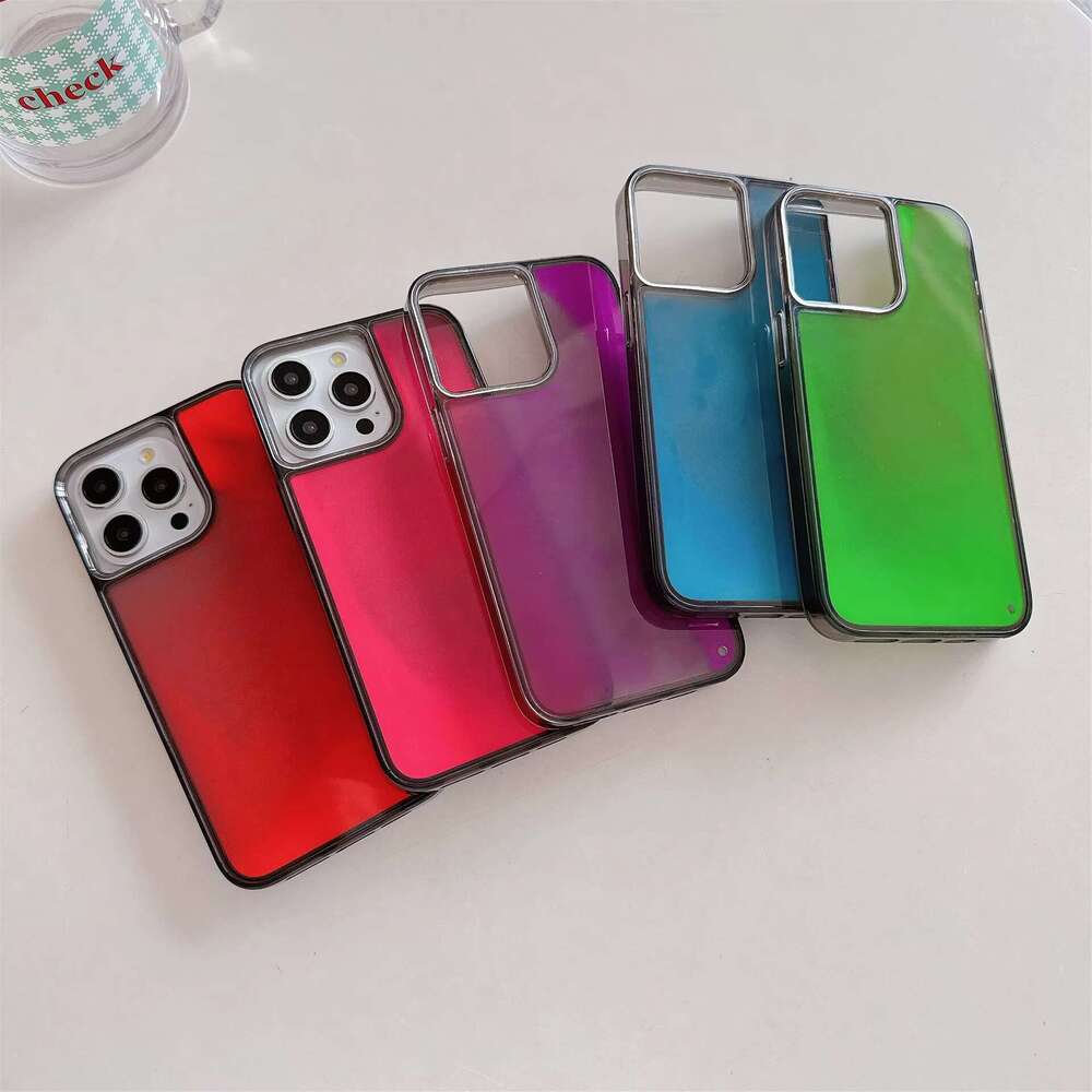 Luminous Quicksand Electroplating Plus Gel Acrylic Phone Case TPU PC Bumper Anti-Fall Cover for iPhone 16 15 14 13 12