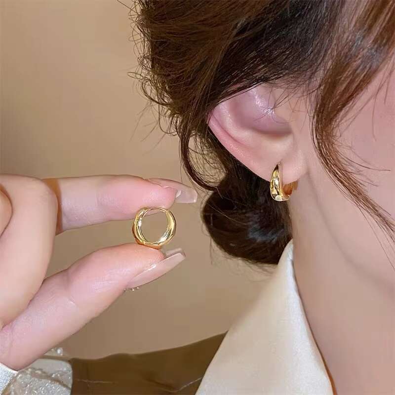 DHCollections Trends Minimalist French Hie Quality PVD Gold Plated Stainless Steel Hoop Earrings for Women Girls